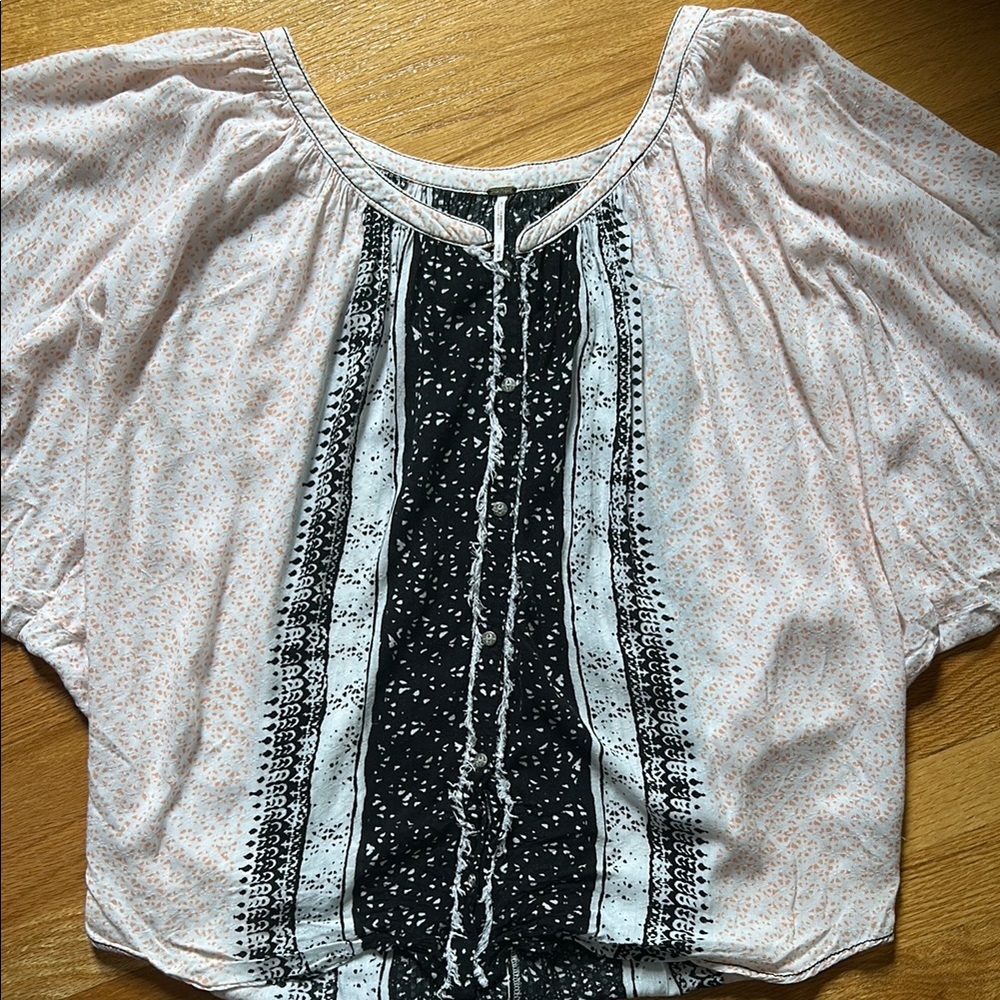 Free People Boho Chic Women's Top in Black and Pink